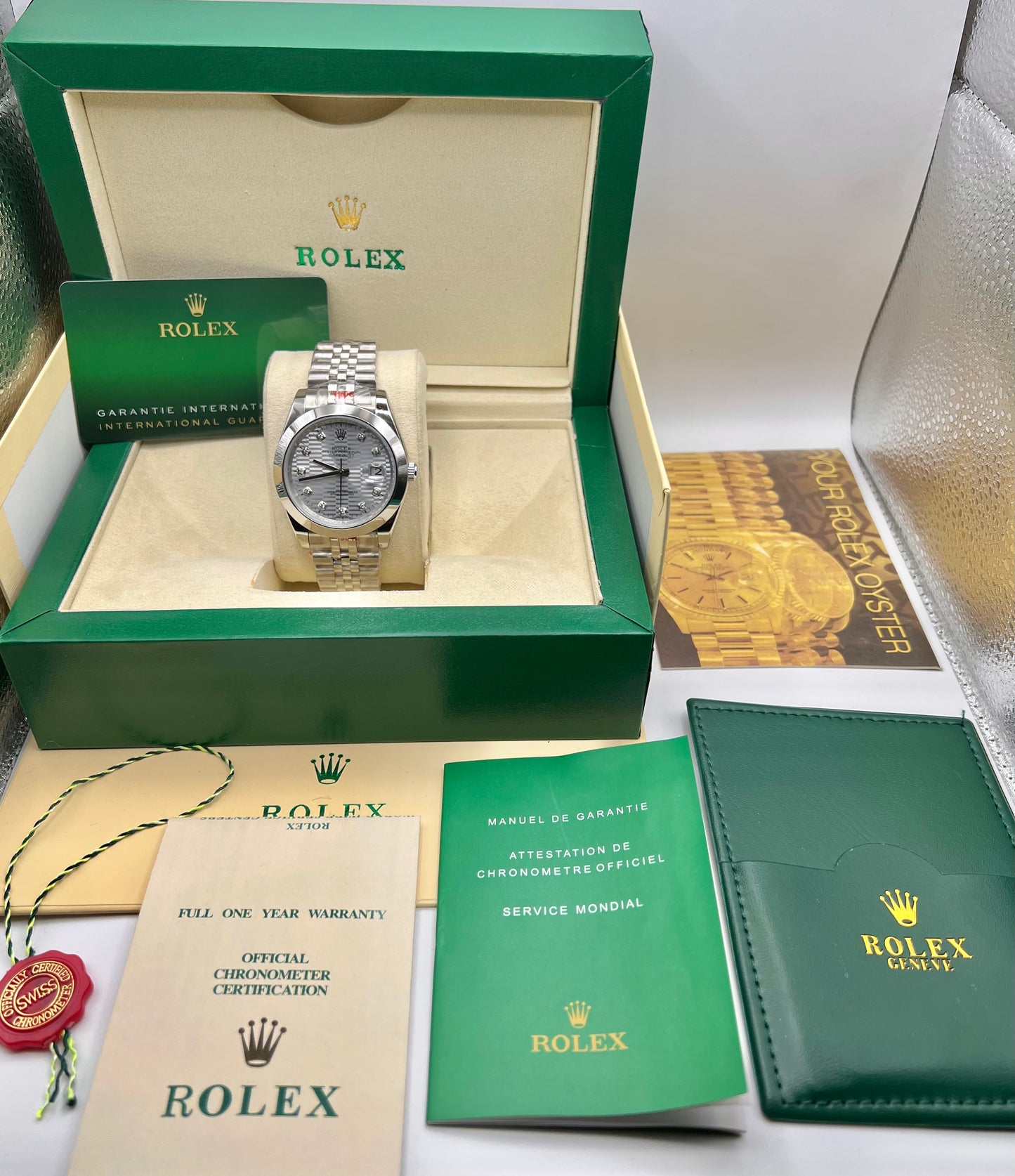 Silver Texture Automatic – Jubilee Chain